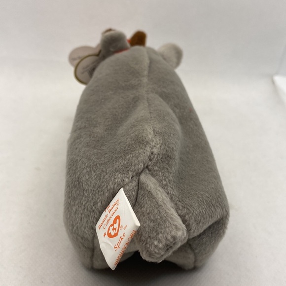 Ty Original Beanie Baby Spike Rhinoceros Grey Brown with Hang Tag 1996 Retired - Picture 5 of 10